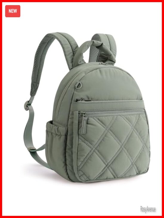 Mini Quilted Puffer Backpack for Women, Lightweight Nylon Daypack with Padded main image 4